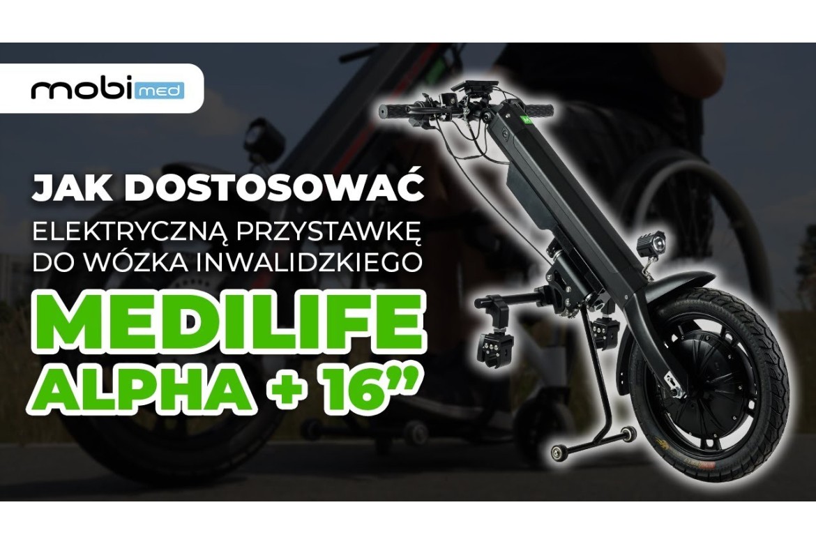 Jak złożyć i zamontować napęd elektryczny – przystawkę do wózka inwalidzkiego Medilife Alpha+ 16"